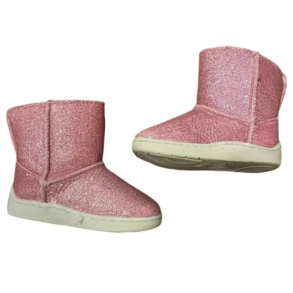 Wonder Nation Pink Glitter Fleece Lined Boots Size 3 Toddler Girl - Picture 1 of 5